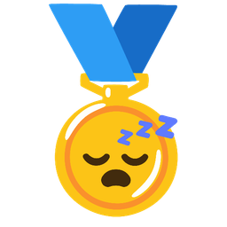 sleeping face and 1st place medal