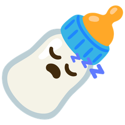 sleeping face and baby bottle