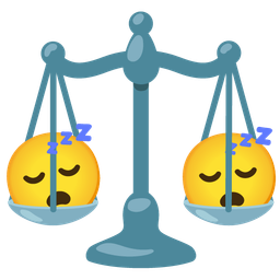sleeping face and balance scale