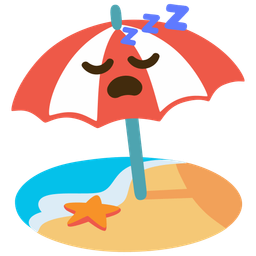 sleeping face and beach with umbrella