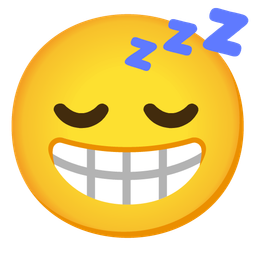 Sleeping face and Beaming face with smiling eyes