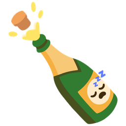 sleeping face and bottle with popping cork