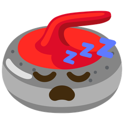 sleeping face and curling stone