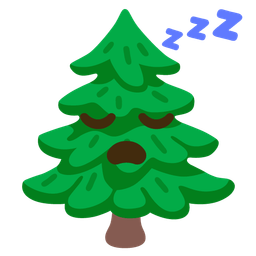 sleeping face and evergreen tree