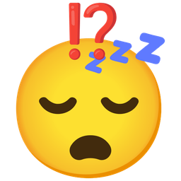 sleeping face and exclamation question mark
