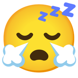 sleeping face and face with steam from nose