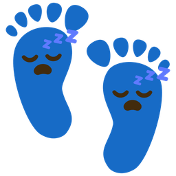 sleeping face and footprints