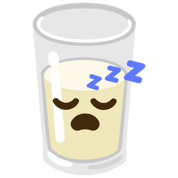 sleeping face and glass of milk