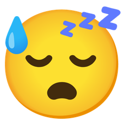 Sleeping face and Grinning face with sweat