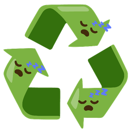 sleeping face and recycling symbol