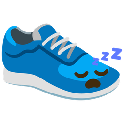 sleeping face and running shoe