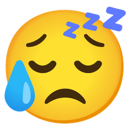 sleeping face and sad but relieved face