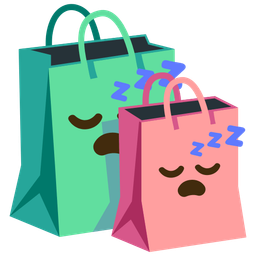 sleeping face and shopping bags