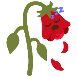 sleeping face and wilted flower