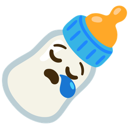 sleepy face and baby bottle