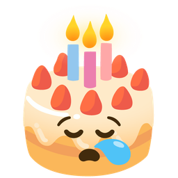 sleepy face and birthday cake