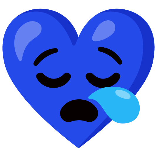 Sleepy face and Blue heart