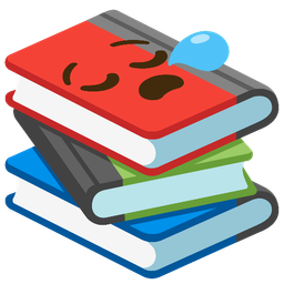 sleepy face and books