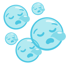 sleepy face and bubbles