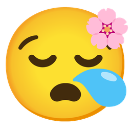 sleepy face and cherry blossom