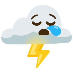 sleepy face and cloud with lightning