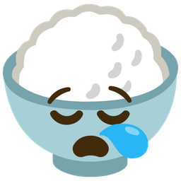 sleepy face and cooked rice