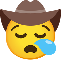 sleepy face and cowboy hat face