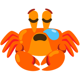 sleepy face and crab