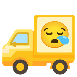 sleepy face and delivery truck