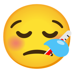 sleepy face and face with thermometer