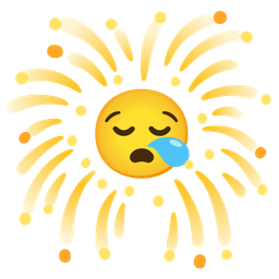 sleepy face and fireworks