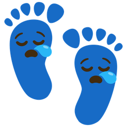 sleepy face and footprints