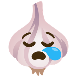 sleepy face and garlic