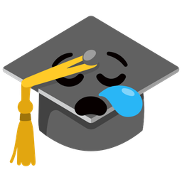 sleepy face and graduation cap