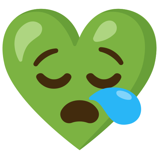 Sleepy face and Green heart