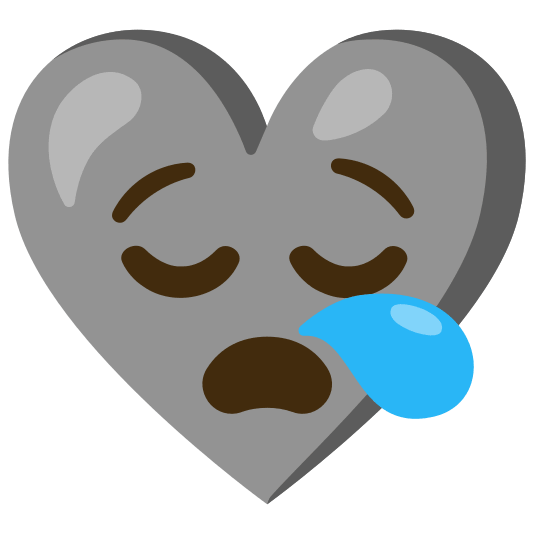 Sleepy face and Grey heart