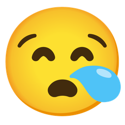 Sleepy face and Grinning face with smiling eyes