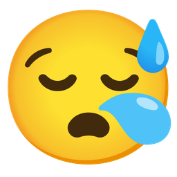 Sleepy face and Grinning face with sweat