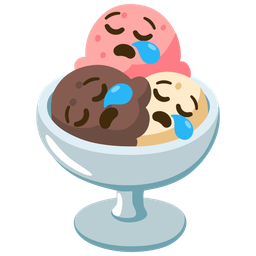 sleepy face and ice cream