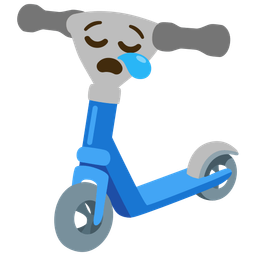 sleepy face and kick scooter