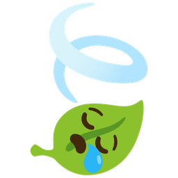 sleepy face and leaf fluttering in wind