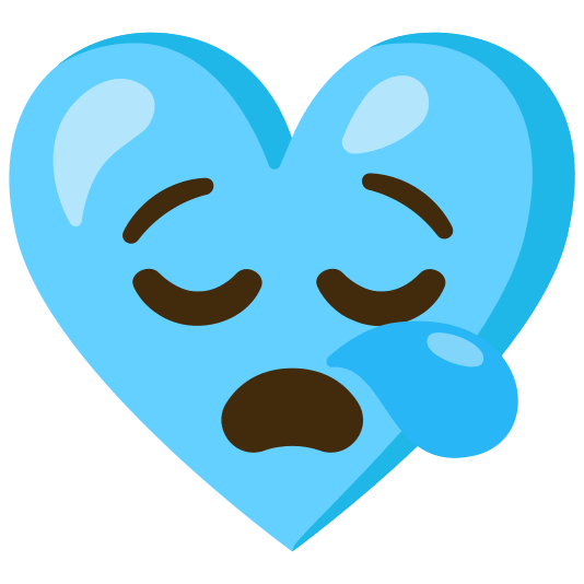 Sleepy face and Light blue heart