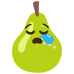 sleepy face and pear