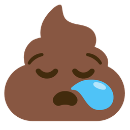 sleepy face and pile of poo