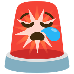 sleepy face and police car light