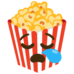 sleepy face and popcorn
