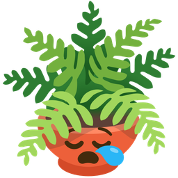 sleepy face and potted plant