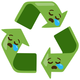 sleepy face and recycling symbol