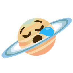 sleepy face and ringed planet