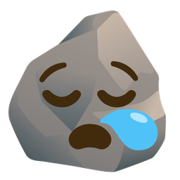 sleepy face and rock